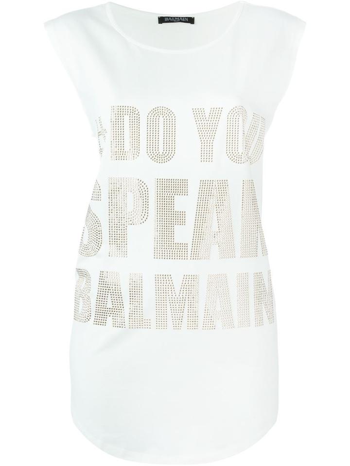 Balmain Do You Speak Balmain T-shirt, Women's, Size: 36, White, Brass/cotton