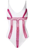 Amir Slama Crochet Swimsuit, Women's, Size: Medium, White, Elastodiene
