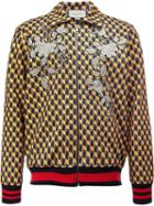 Gucci Embroidered Geometric Bomber Jacket, Men's, Size: Xs, Silk/cotton/spandex/elastane