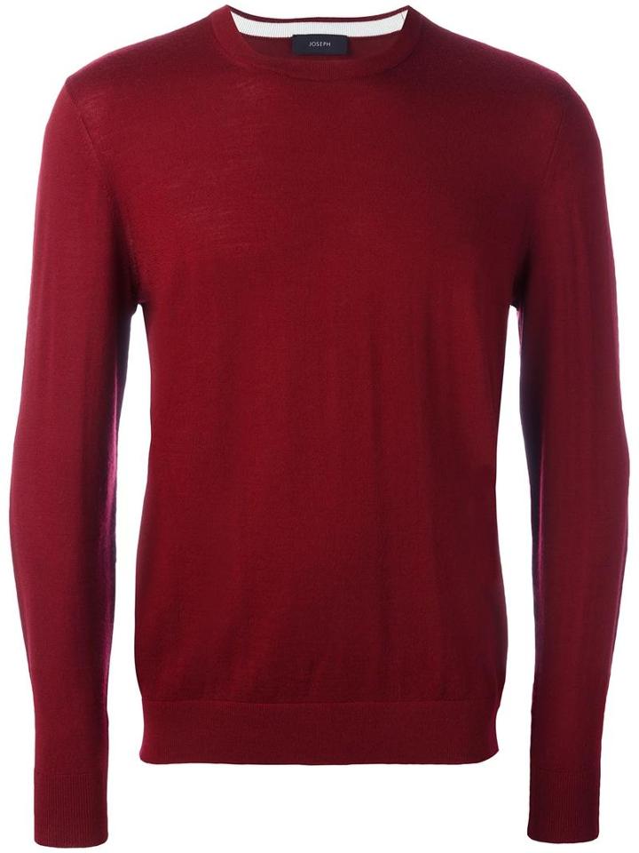 Joseph Fine Knit Jumper, Men's, Size: Medium, Red, Merino/lamb Skin