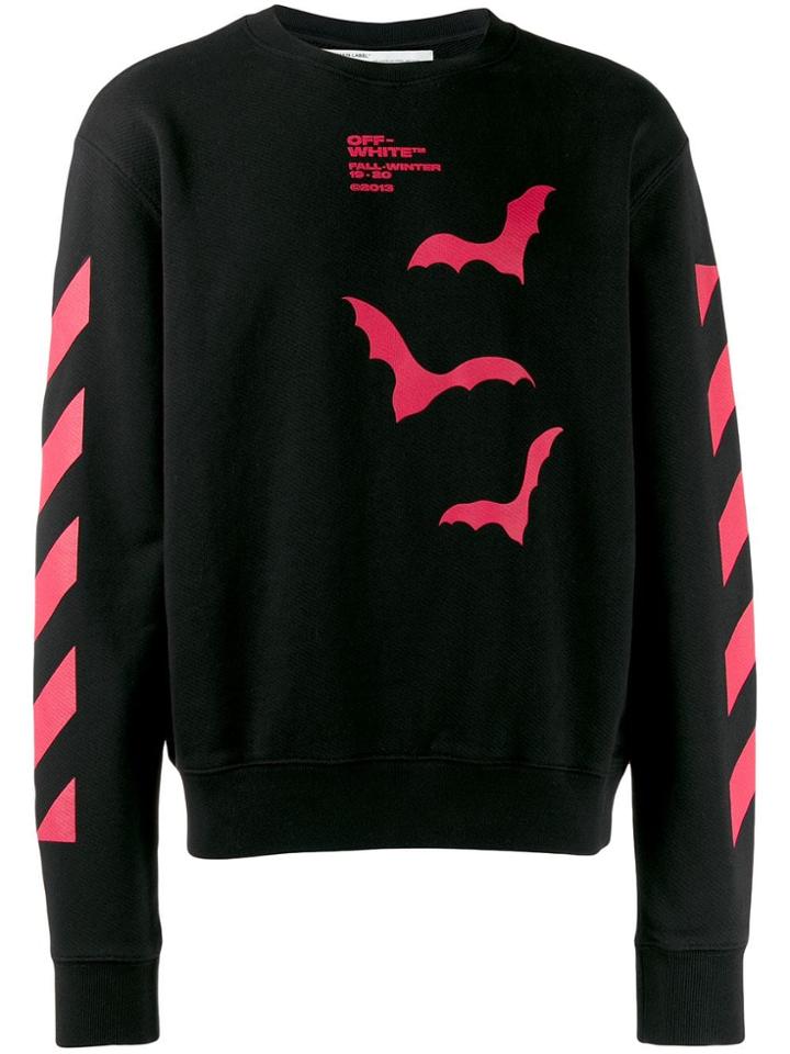 Off-white Bats-print Diagonal Stripe Sweatshirt - Black