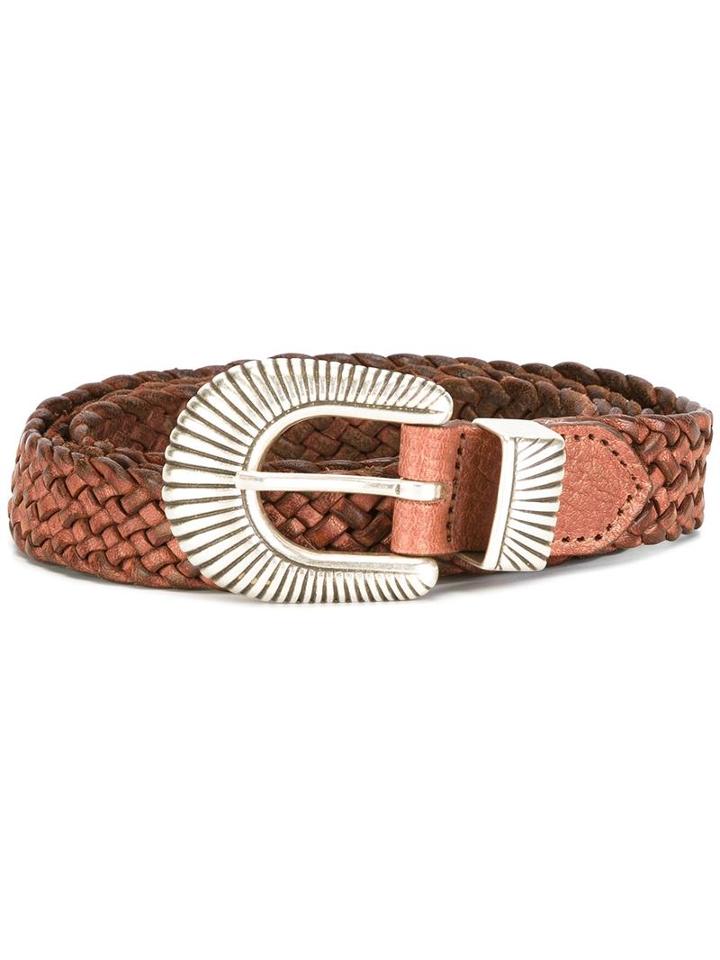 Eleventy Interlaced Design Belt, Men's, Size: 95, Brown, Calf Leather