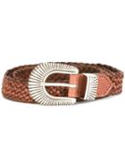 Eleventy Interlaced Design Belt, Men's, Size: 95, Brown, Calf Leather