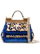 Dolce & Gabbana Mini 'sicily' Tote, Women's, Blue, Leather/velvet