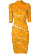Balenciaga Fitted Turtleneck Mini Dress - Orange