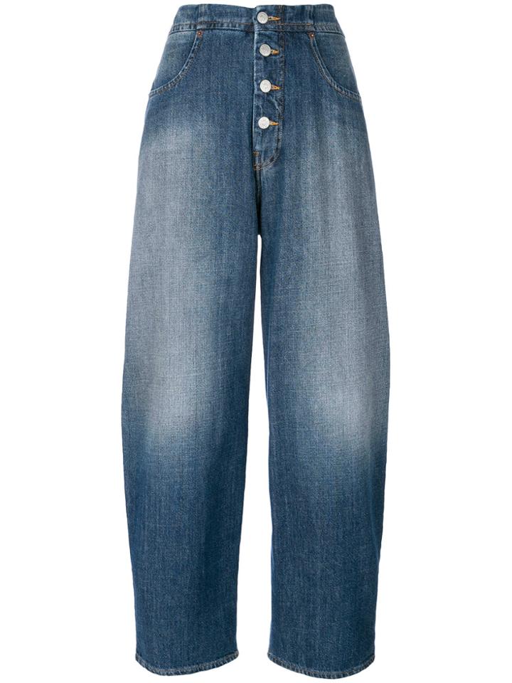 Mm6 Maison Margiela Cropped Palazzo Jeans - Blue