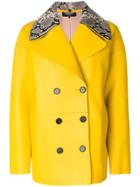 Rochas Python Collar Coat - Yellow & Orange