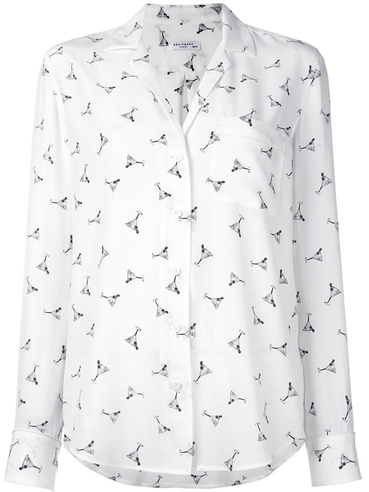 Equipment Cocktail Print Blouse, Women's, Size: Xs, White, Silk