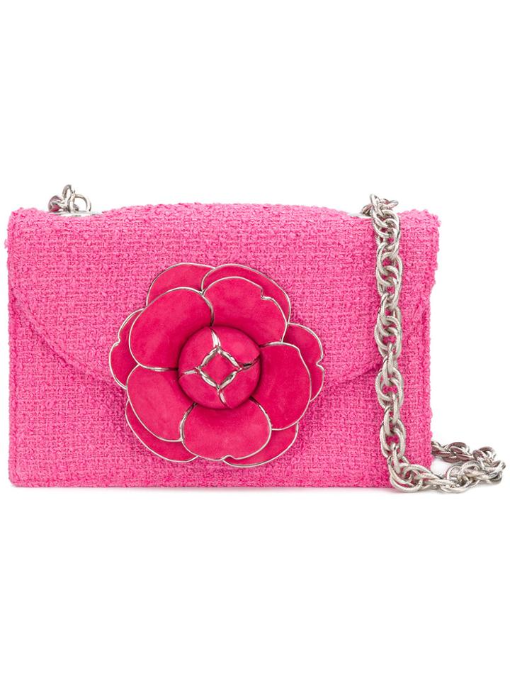 Oscar De La Renta Flower Chain Strap Shoulder Bag - Pink & Purple