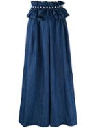 Huishan Zhang Belted Denim Palazzo Pants, Women's, Size: 8, Blue, Cotton/polyester