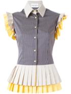 Daizy Shely Pleated Trim Shirt, Size: 40, Yellow/orange, Cotton