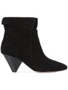 Veronica Beard Folded Cuff Ankle Boots - Black