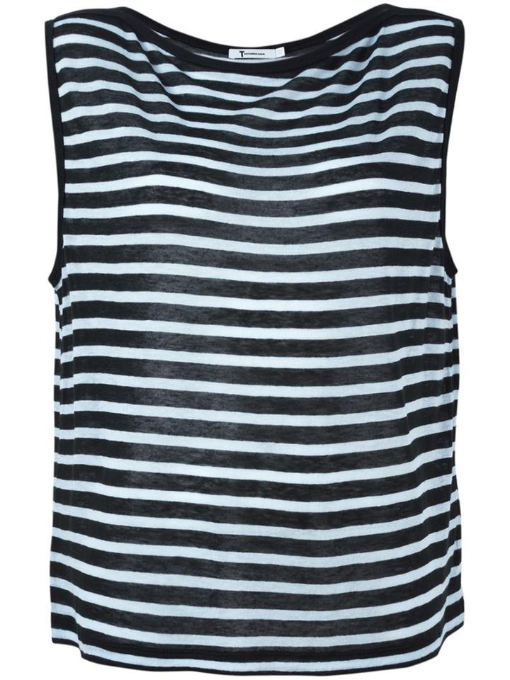 T By Alexander Wang Striped Tank Top, Women's, Size: Medium, Green, Rayon/linen/flax