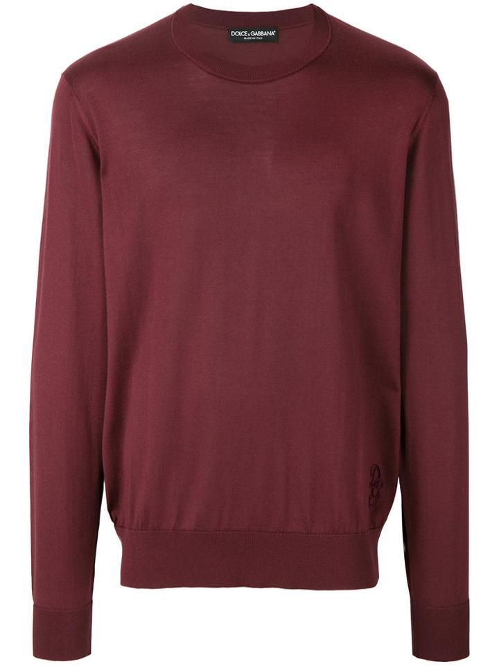 Dolce & Gabbana Crew Neck Sweater With Embroidered Logo