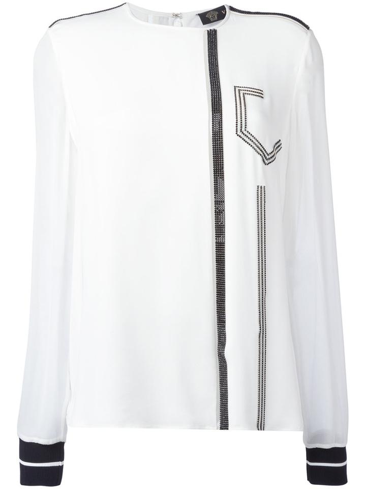 Versace - Crystal Mesh Embellished Blouse - Women - Silk/nylon/polyester/metal - 44, White, Silk/nylon/polyester/metal