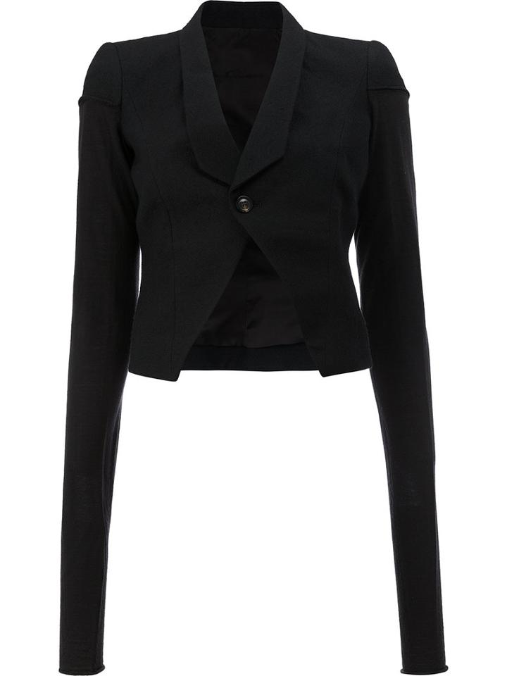 Rick Owens - Cropped Single Button Blazer - Women - Nylon/cupro/viscose/alpaca - 44, Black, Nylon/cupro/viscose/alpaca