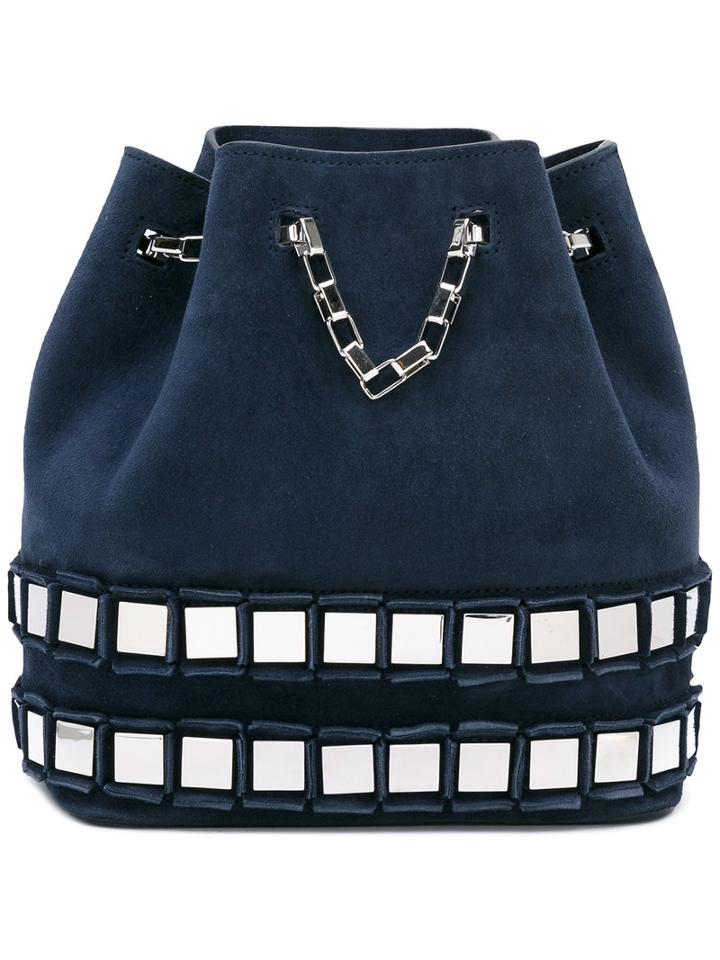 Tomasini - Embellished Bucket Tote - Women - Metal (other)/calf Suede - One Size, Blue, Metal (other)/calf Suede