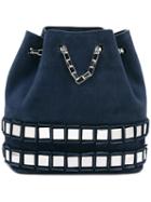 Tomasini - Embellished Bucket Tote - Women - Metal (other)/calf Suede - One Size, Blue, Metal (other)/calf Suede