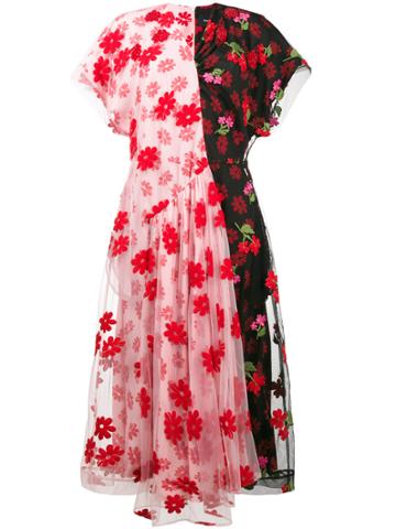 Simone Rocha Floral Print Tulle De Chine Dress - Multicolour