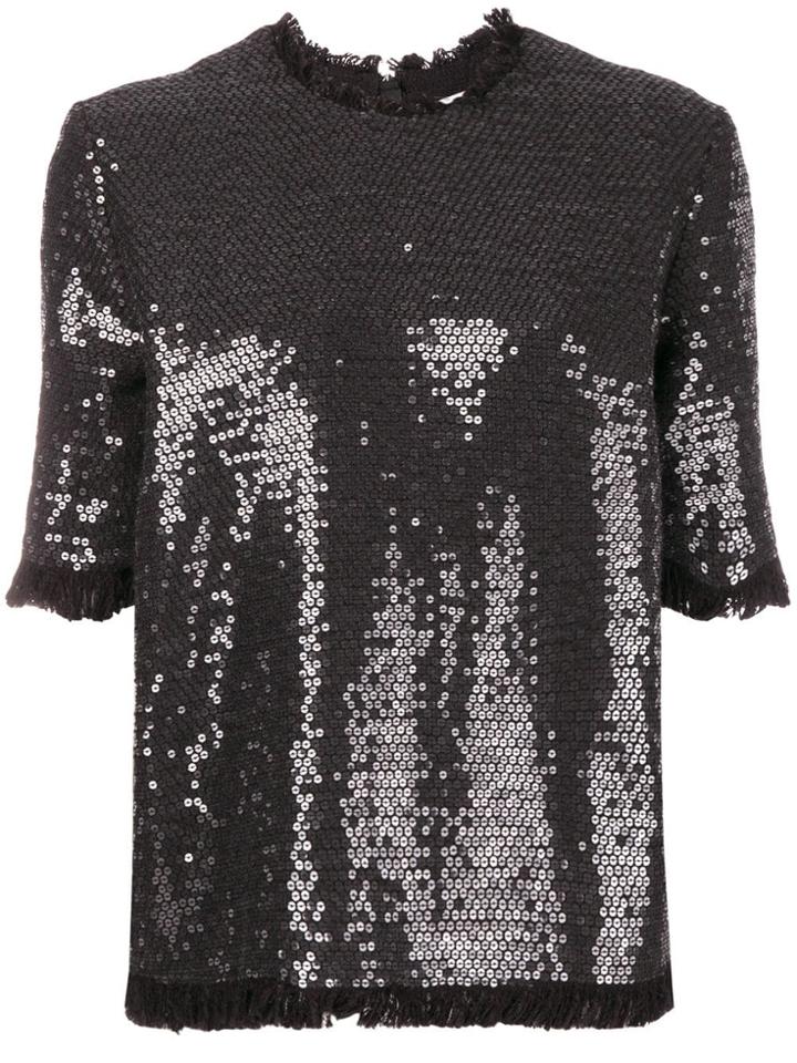 Msgm Round Neck Sequined T-shirt - Unavailable