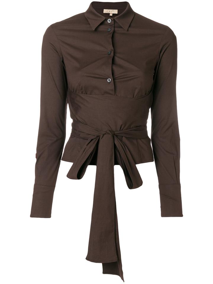 Romeo Gigli Vintage Belted Fitted Shirt - Brown