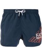 Ea7 Emporio Armani Contrast Logo Swim Shorts - Blue