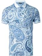 Etro Paisley Print Polo Shirt, Men's, Size: L, Blue, Cotton