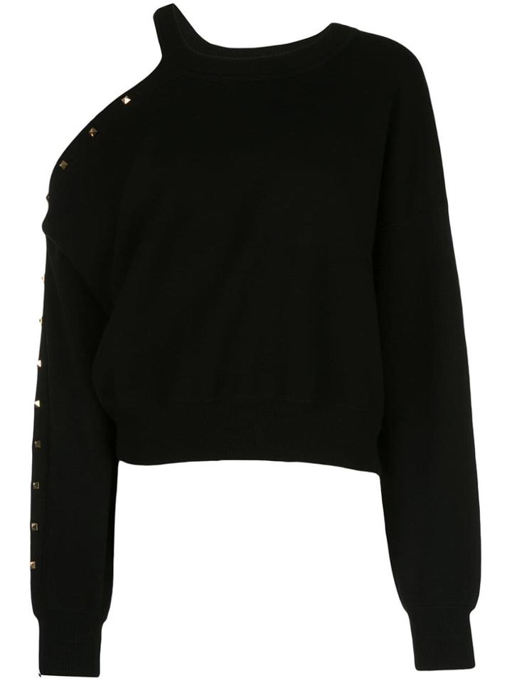 Alice+olivia Michael Open-shoulder Sweatshirt - Black