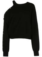 Alice+olivia Michael Open-shoulder Sweatshirt - Black