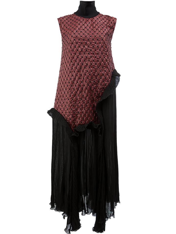 Litkovskaya Contrast Pleated Trim Dress - Red