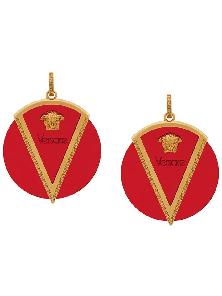 Versace Medusa Motif Disc Earrings - Red
