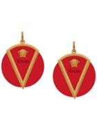 Versace Medusa Motif Disc Earrings - Red