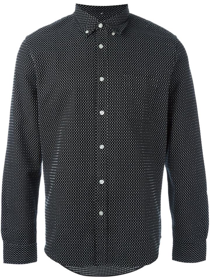 Edwin Grid Print Shirt, Men's, Size: Large, Black, Cotton