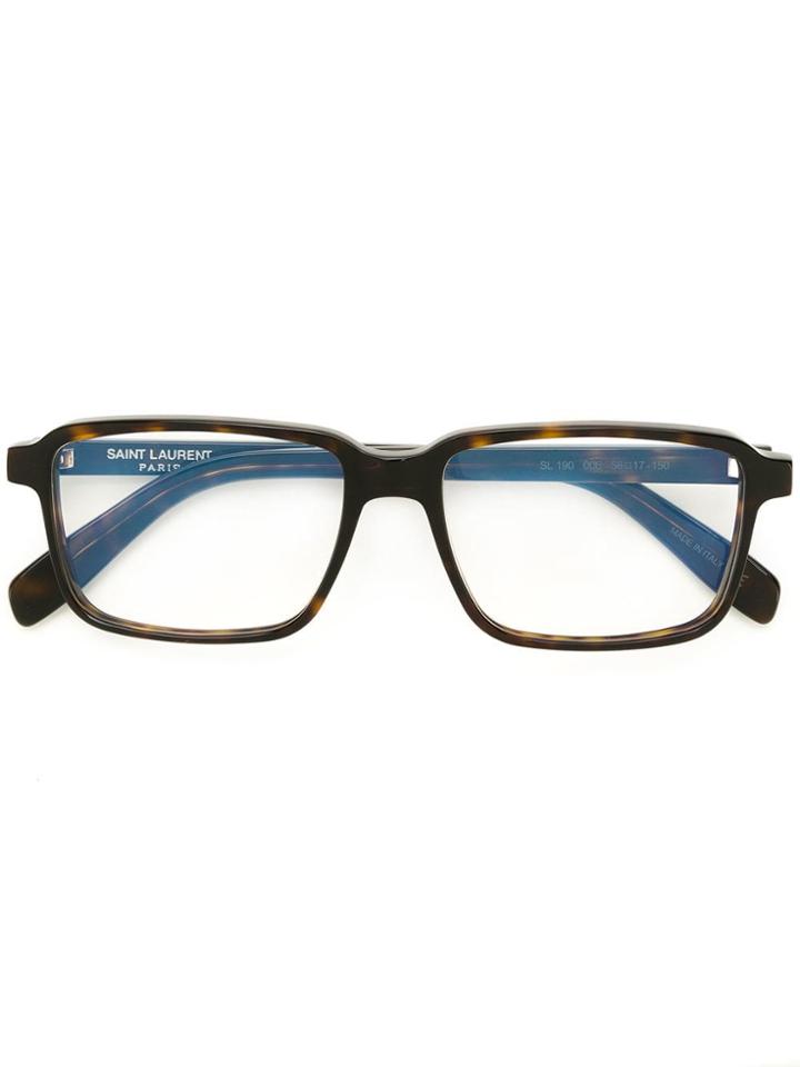 Saint Laurent Eyewear Rectangular Frame Glasses - Brown