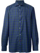 Isaia Casual Checked Shirt, Men's, Size: 15 1/2, Blue, Cotton