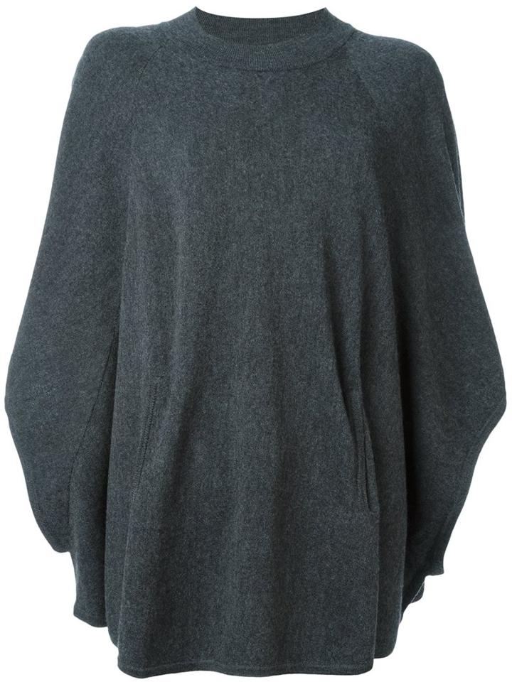 Twin-set Poncho Sleeves Oversized Jumper, Women's, Size: Medium, Grey, Wool