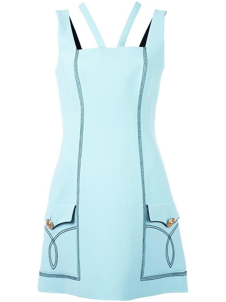 Fausto Puglisi Stitching Details Dress, Women's, Size: 42, Blue, Acetate/silk/viscose