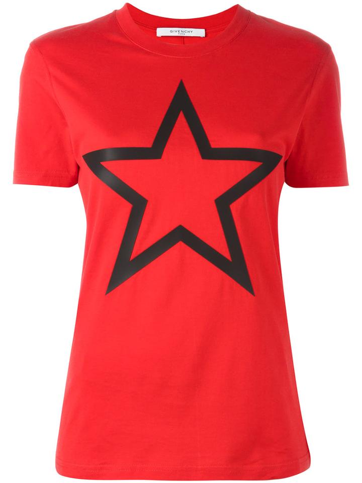 Givenchy Star Print T-shirt, Women's, Size: Xs, Red, Cotton