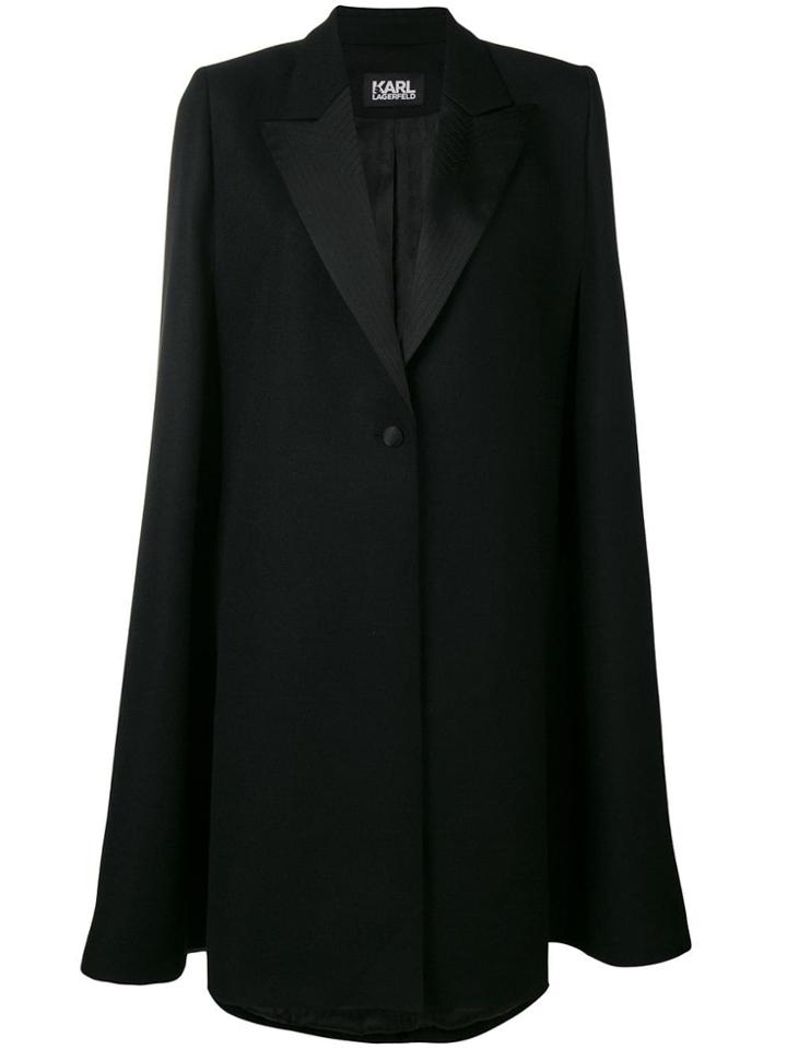 Karl Lagerfeld Button Tailored Cape - Black