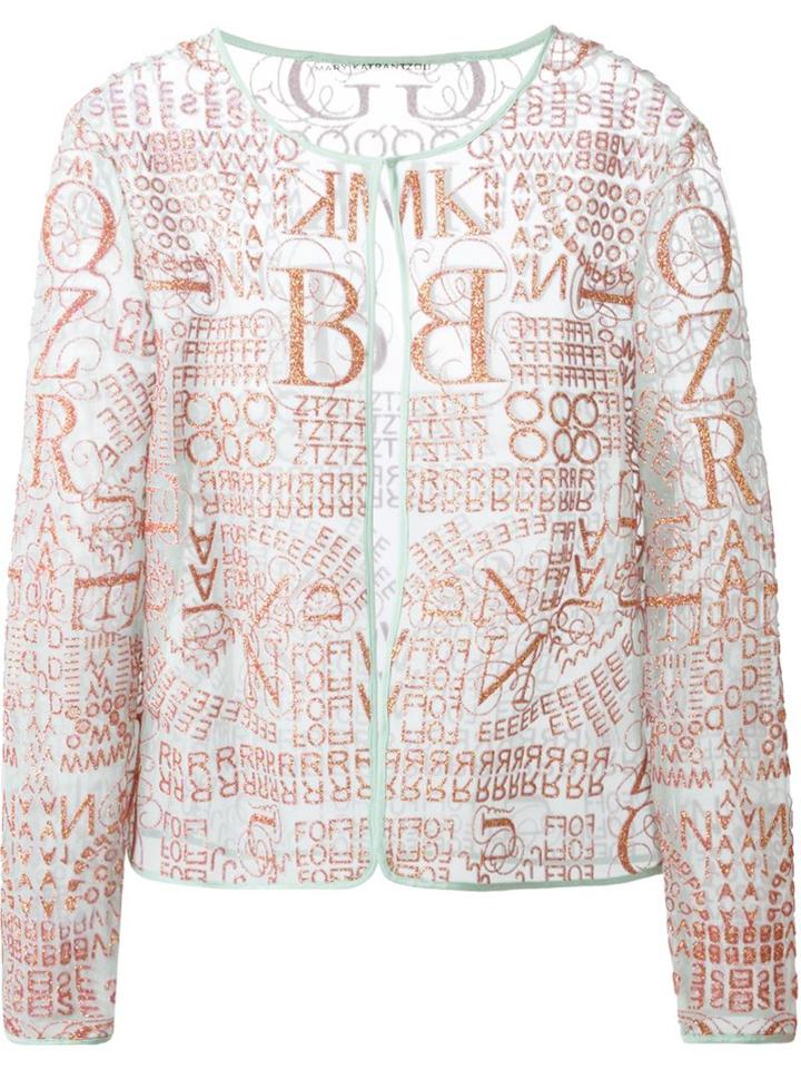 Mary Katrantzou 'calligraphy' Sheer Cardigan, Women's, Size: 12, Green, Nylon/polyester/rayon
