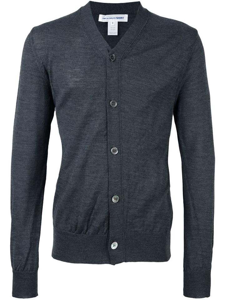 Comme Des Garçons Shirt V-neck Cardigan, Men's, Size: Xl, Grey, Wool
