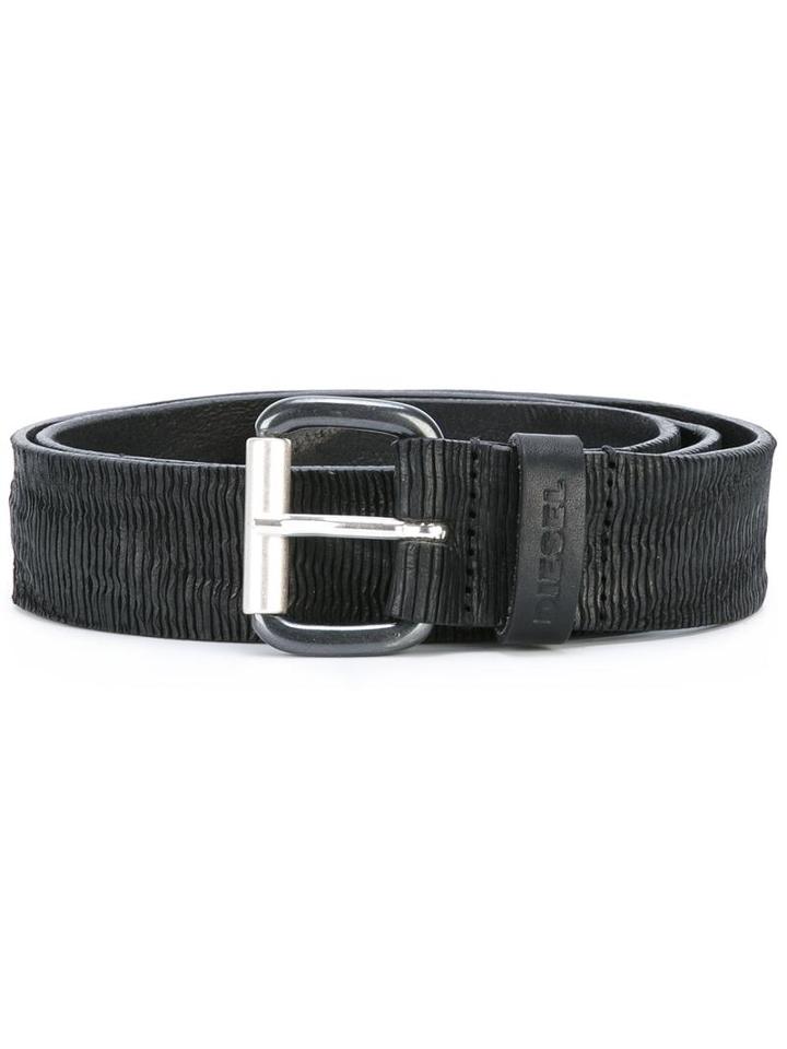 Diesel Textured Belt, Men's, Size: 80, Black, Leather
