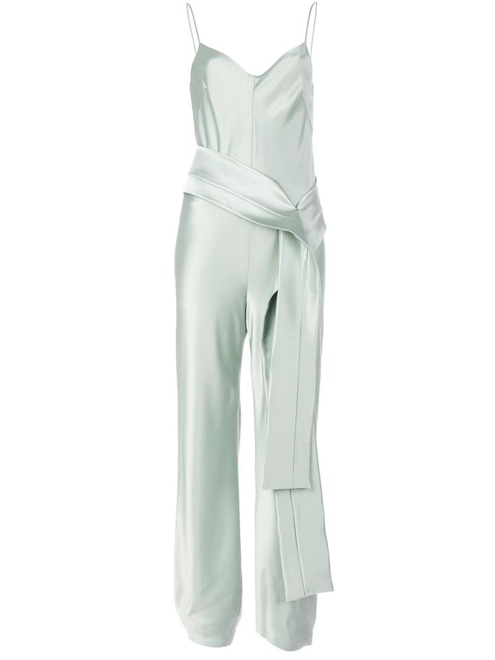 Galvan - Loose-fit Belt Jumpsuit - Women - Silk/polyester/spandex/elastane/triacetate - 36, Green, Silk/polyester/spandex/elastane/triacetate