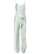 Galvan - Loose-fit Belt Jumpsuit - Women - Silk/polyester/spandex/elastane/triacetate - 36, Green, Silk/polyester/spandex/elastane/triacetate