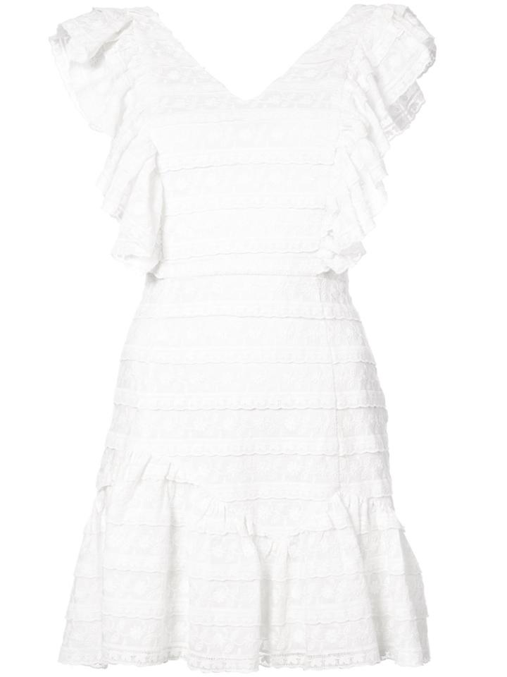 Love Shack Fancy V-neck Ruffled Dress - White