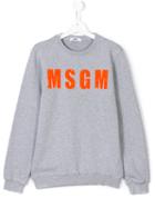 Msgm Kids Logo Print Sweatshirt, Boy's, Size: 14 Yrs, Grey