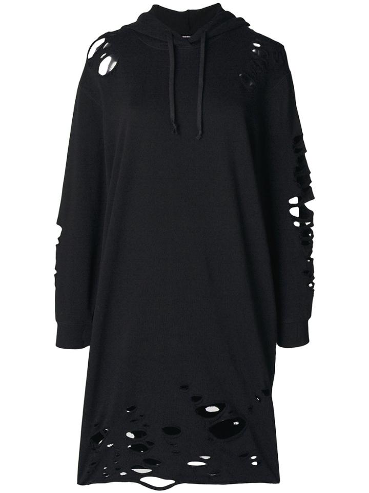 Diesel Distressed Hoodie Dress - Black
