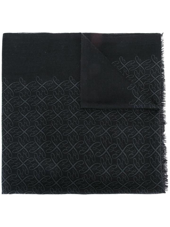 Brioni Printed Scarf, Women's, Black, Cashmere
