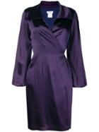 Yves Saint Laurent Vintage Balloon Sleeves Wrap Dress - Pink & Purple