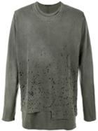 The Viridi-anne Distressed Long Sleeve T-shirt, Men's, Size: 2, Grey, Cotton